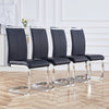 Black Dining Chairs 4 Pack With Faux Leather Seats - Black