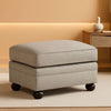 Rectangular Upholstered Ottoman Light Brown Bun Legs