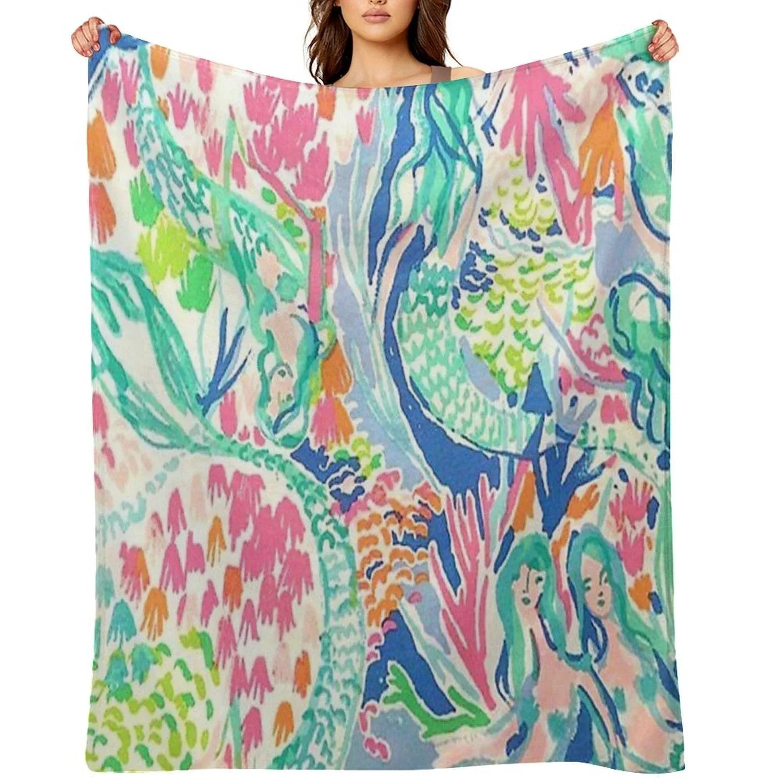 FIVE MERMAIDS Throw Blanket