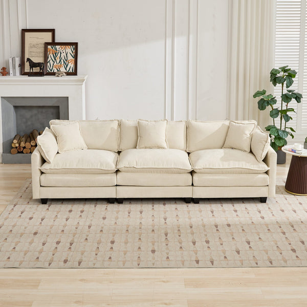 Cloud3 Seats  Sofa (Ottoman is not included)Chenille Fabric in Beige