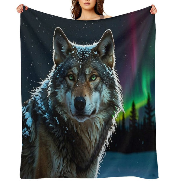 Timber Wolf And Winter Tundra Wrinkle-free Throw Blanket