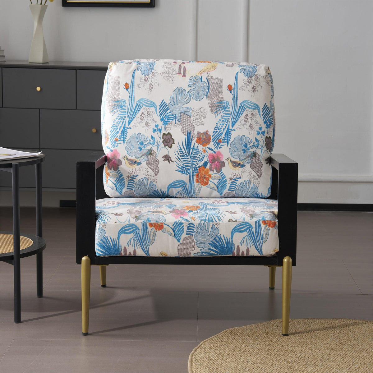 Mid-Century Modern Armchair with Solid Wood Frame