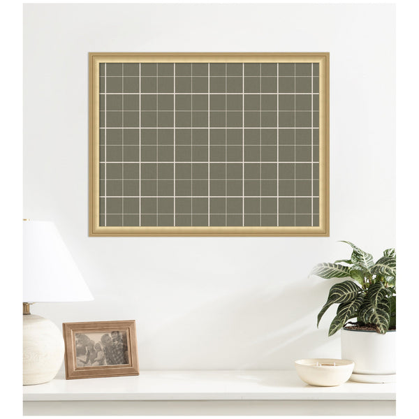 Framed Fabric Pinboard Sage Green Plaid Wall Organization