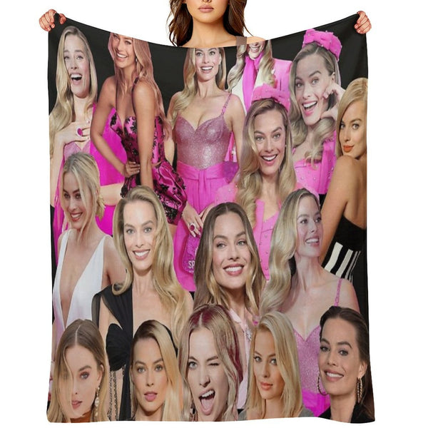 HIGH QUALITY Margot Robbie Photo Collage All-season Throw Blanket