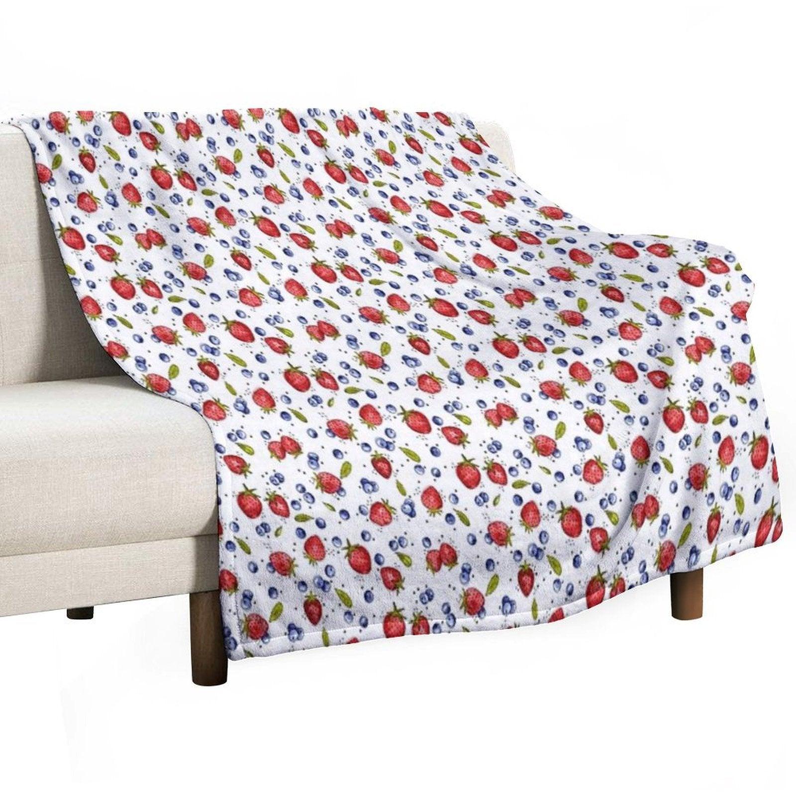 Strawberry, Blueberry, Mint Throw Blanket