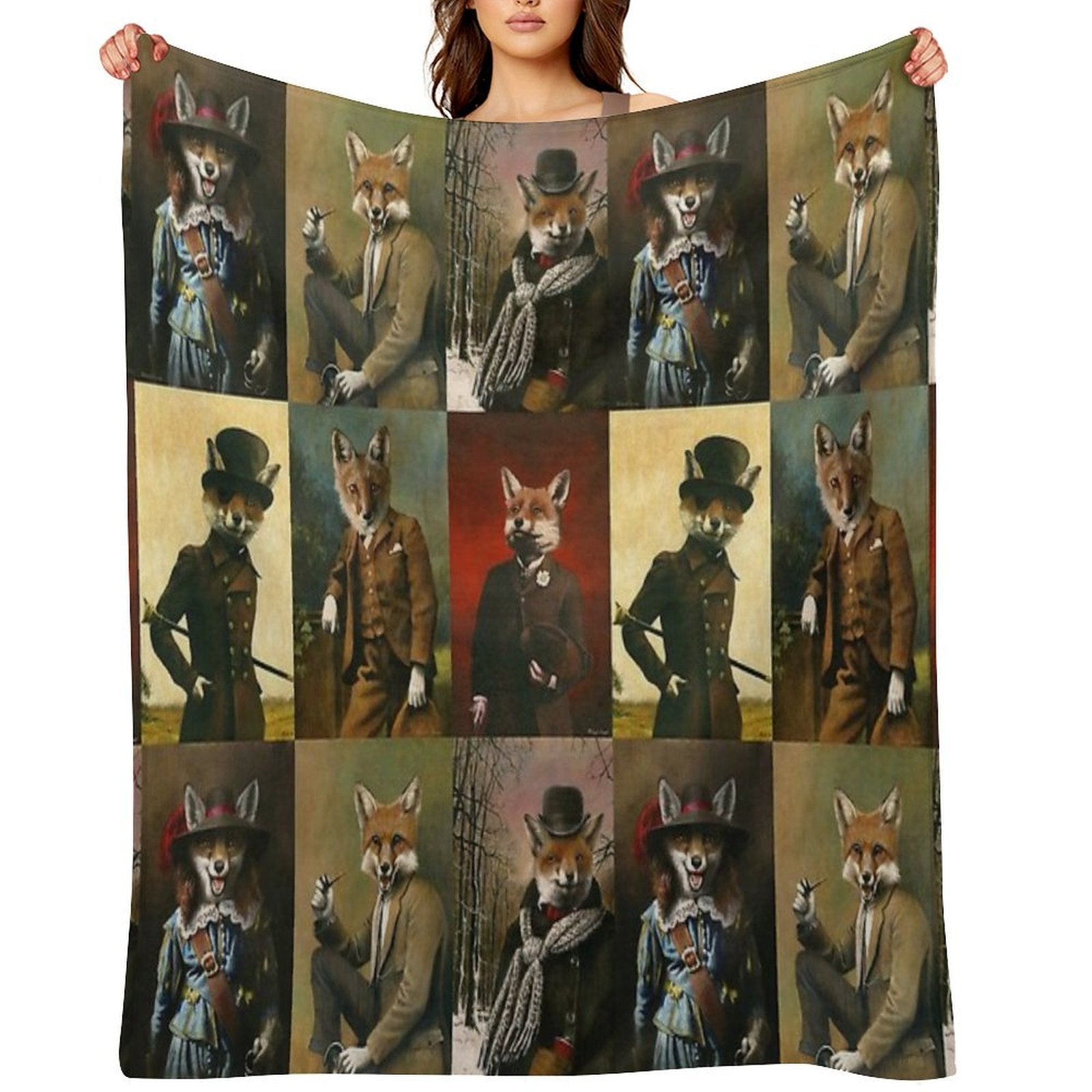 Vintage And Historical Foxes Multi-functional Throw Blanket