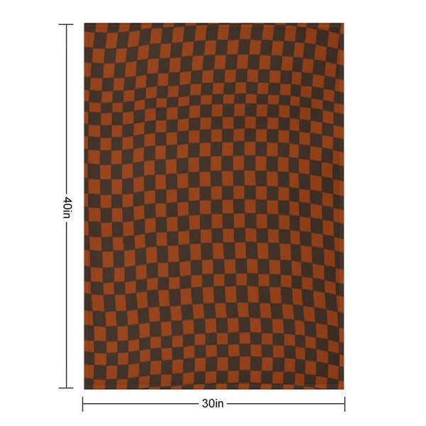 Brown And Orange Distorted Warped Checkerboard Pattern III Compact Throw Blanket