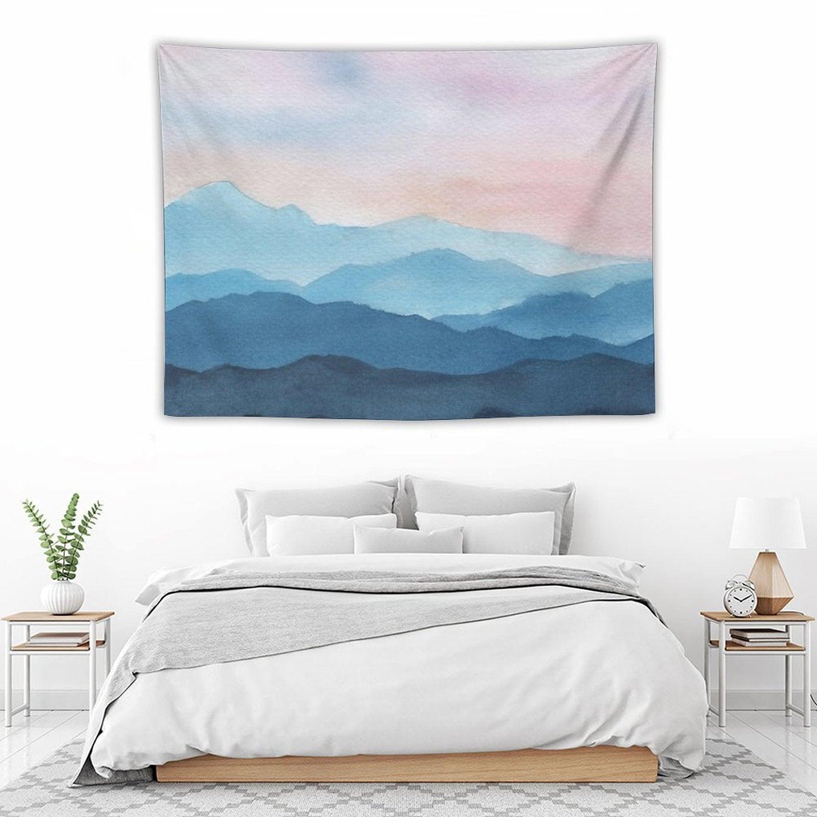 Blue Abstract Mountains Tapestry