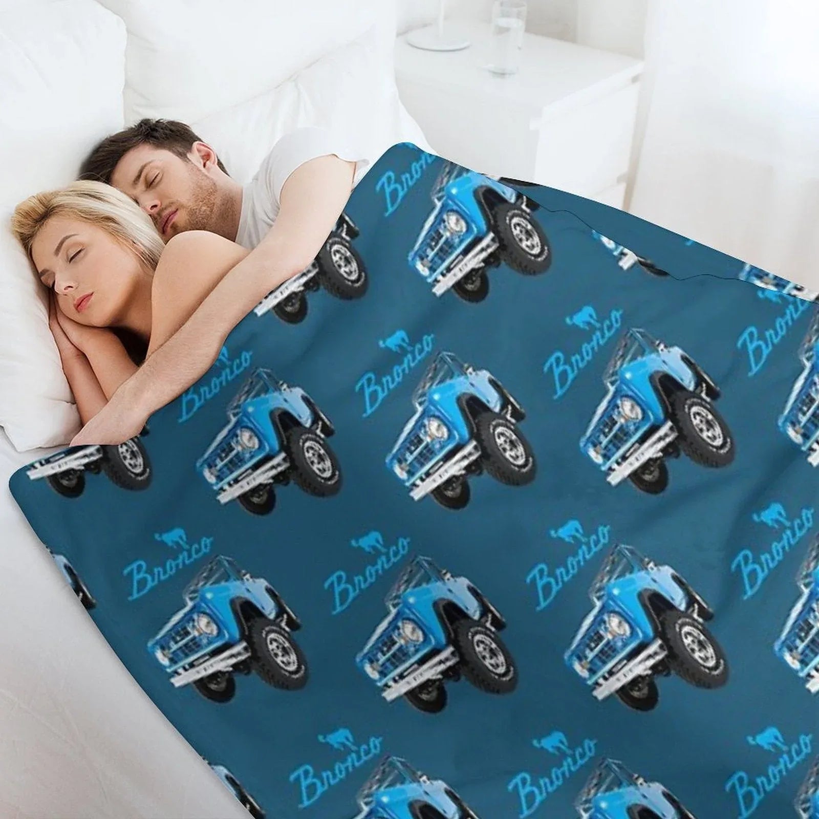 Blue Bronco Retro Bronco Throw Blanket