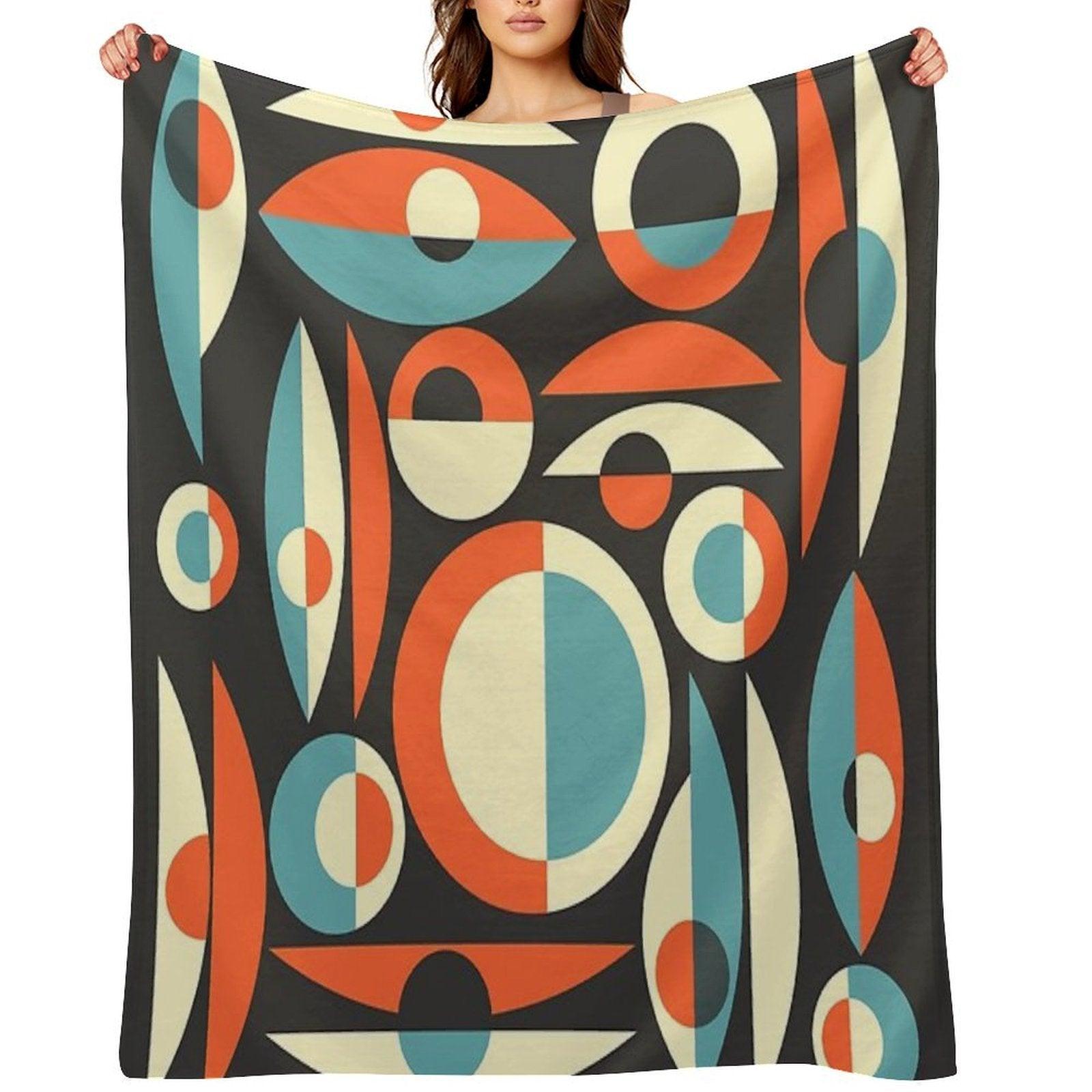 Retro Eames Era  Pisces Throw Blanket