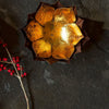 Gold Leafed Metal Lotus Candle Bowl - Small