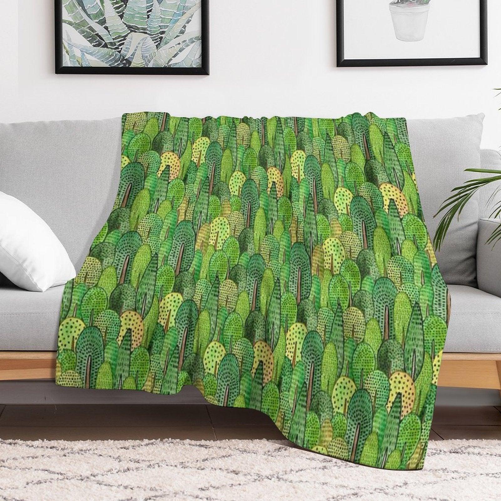 Watercolor Forest Throw Blanket