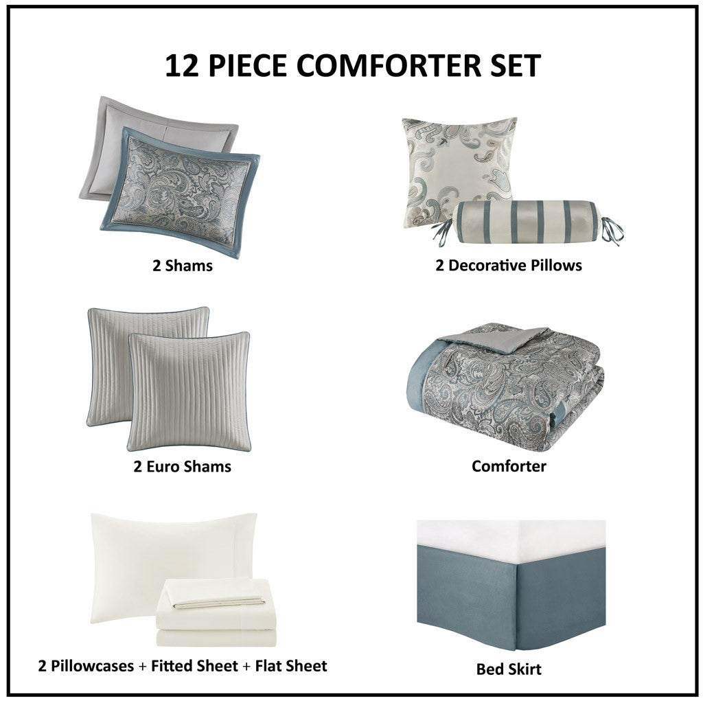 Aubrey 12 Piece Complete Bed Set  by Madison Park