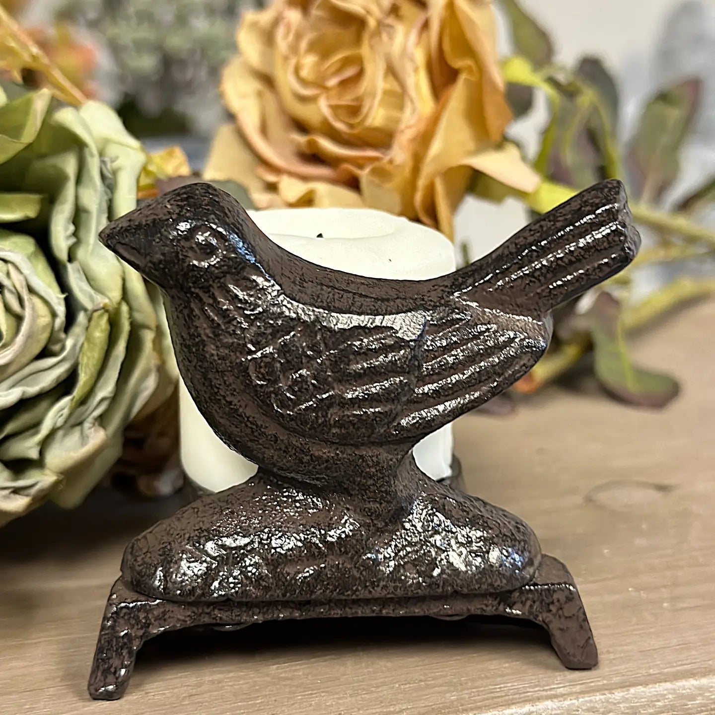 Antique Creative Metal Bird Candle Stand