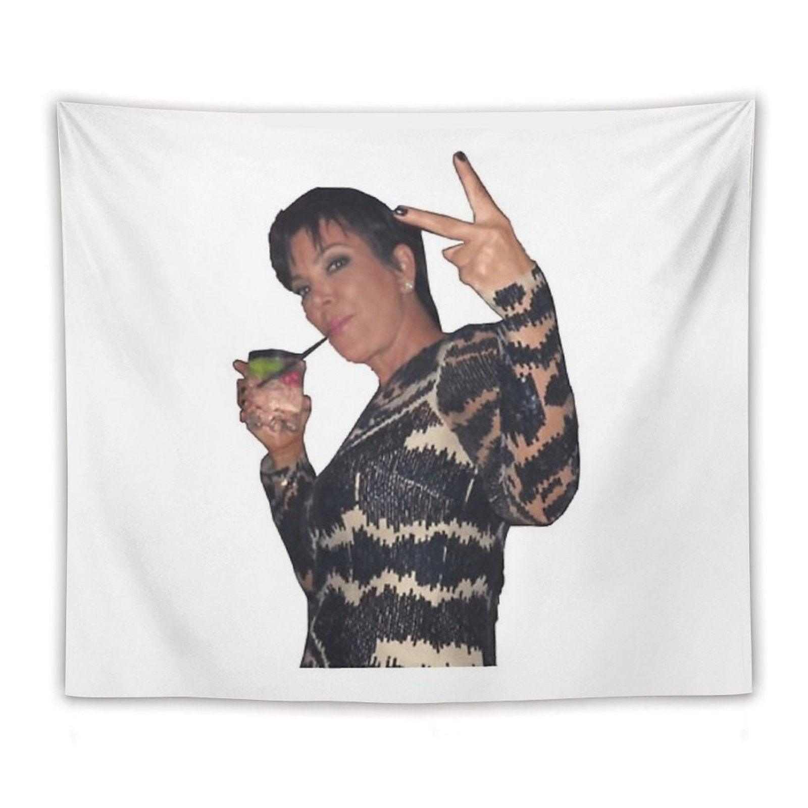 Kris Jenner Peace Sign Tapestry