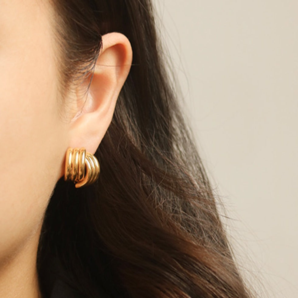 Gold Line Stud Earrings