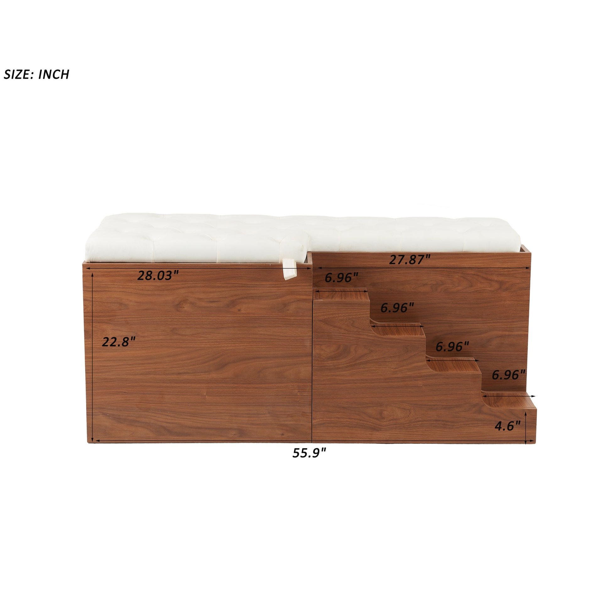 56'L, Furniture Style 2 in 1 Dog Crate with Padded Seat, Sliding Barn Door, Luxury Wooden Dog Kennel, End of Bed Bench Ottoman with Removable Cushion for Bedroom, Living Room, Walnut