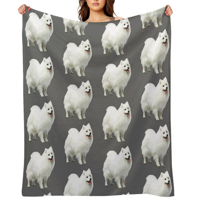 Japanese Spitz Puppy Dog Plush Throw Blanket