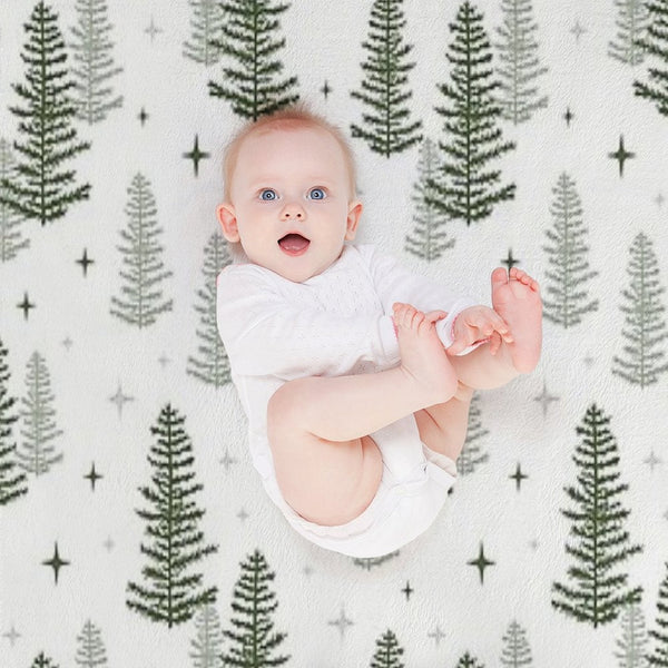 Christmas Night with Green Trees Quick-dry Throw Blanket