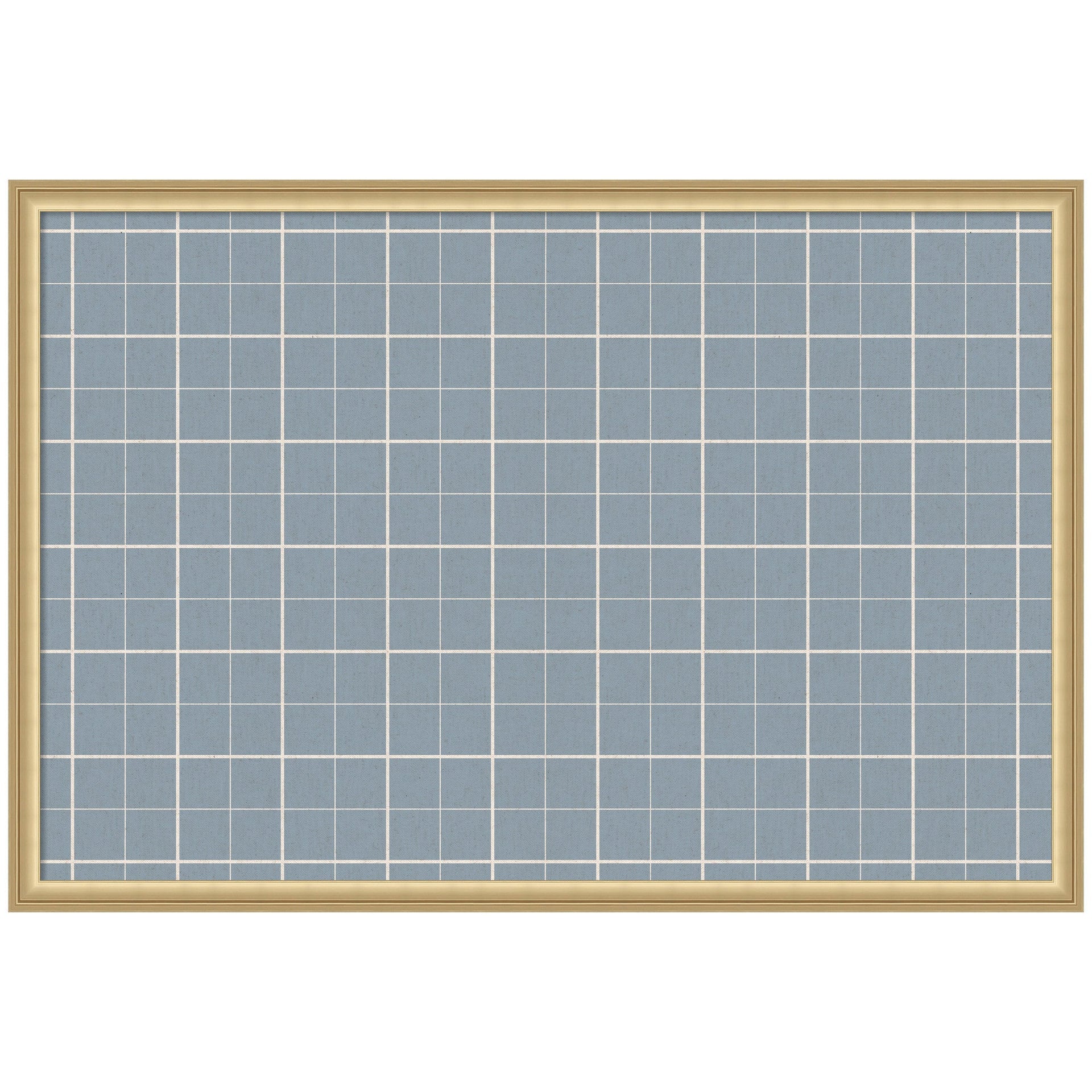 Framed Fabric Pinboard Light Blue Plaid Wall Organization