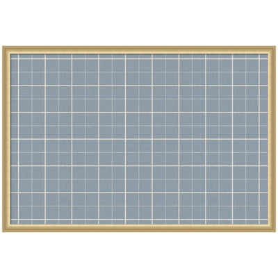 Framed Fabric Pinboard Light Blue Plaid Wall Organization