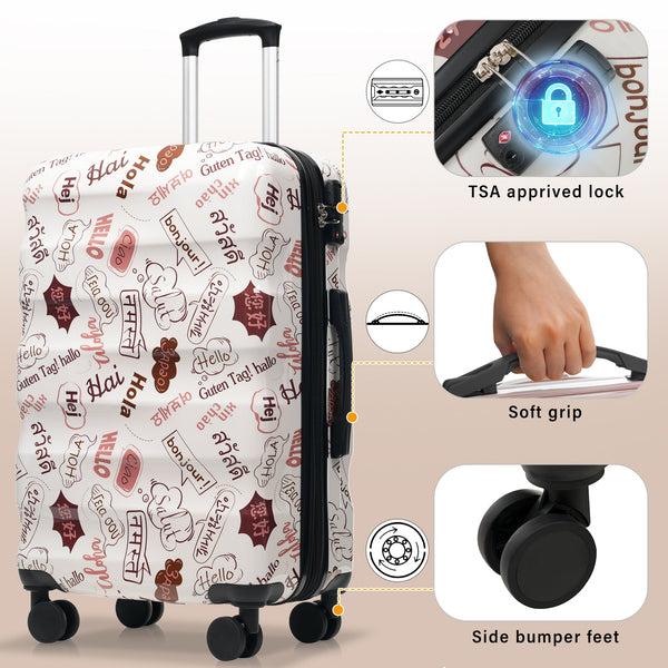 Lightweight Glossy Hardshell Travel Suitcase with Spinner Wheels and TSA Lock