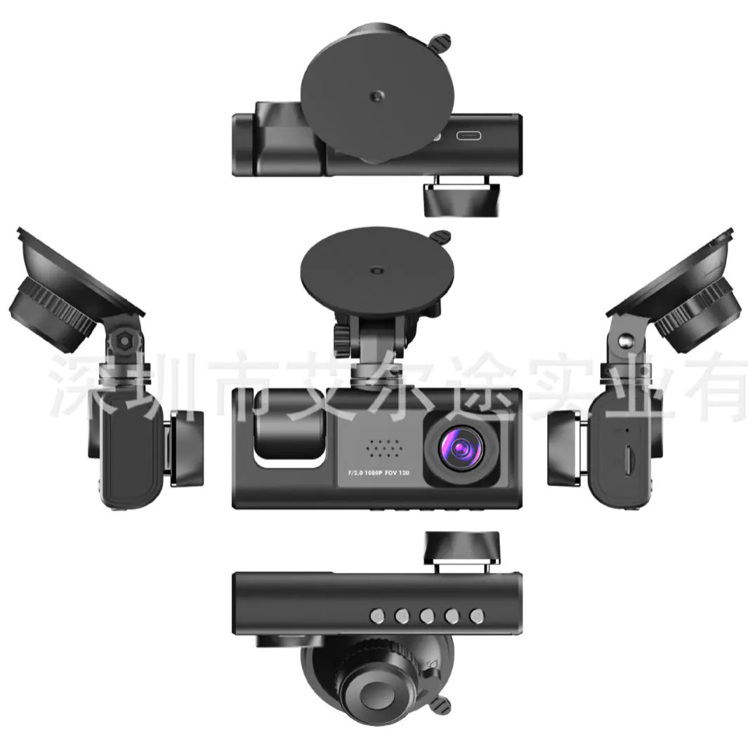 3-Lens 1080P Dash Cam with WiFi and Multilingual Support
