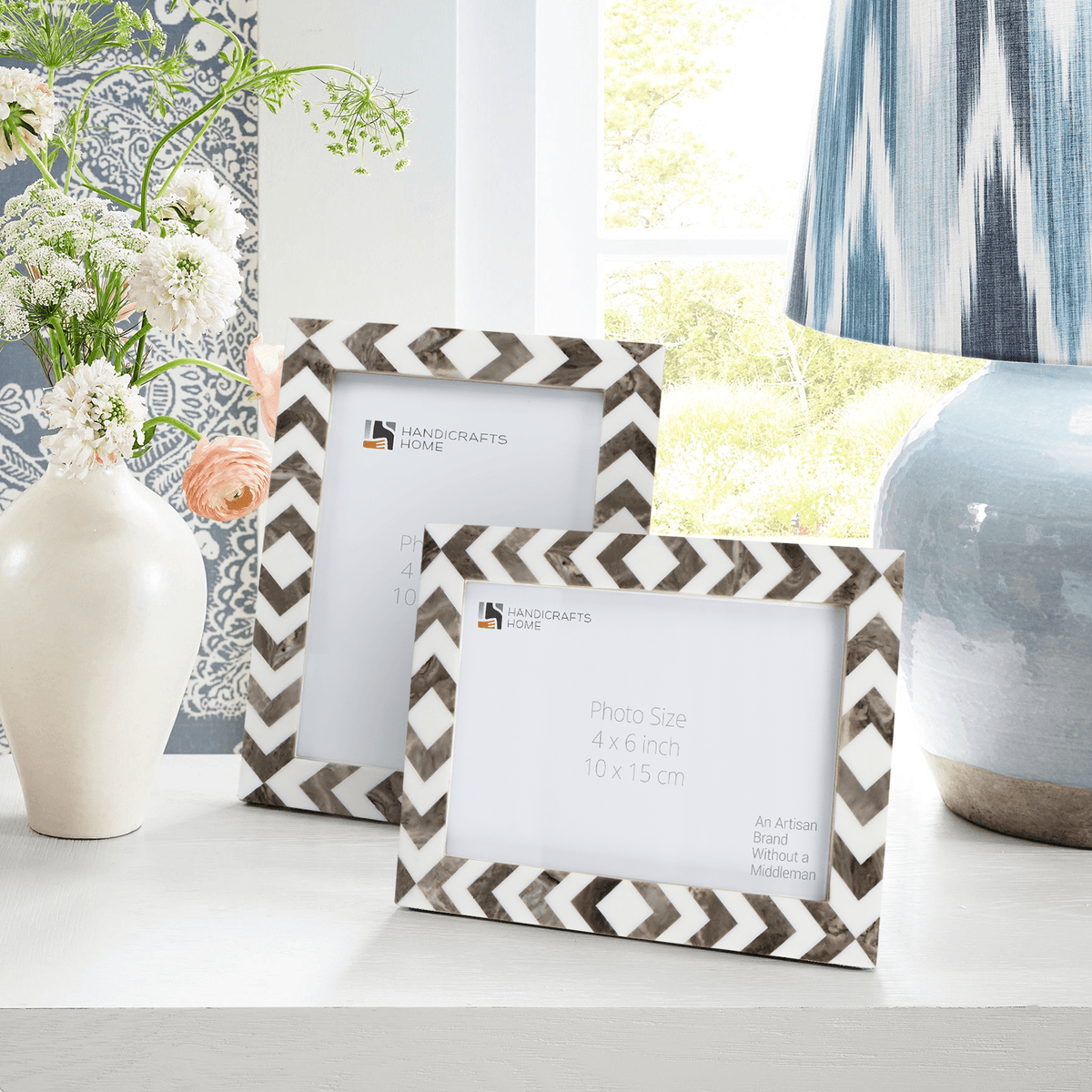 Picture Frame Lisbon Cortica Collection Resin Inlay Brown & White – 3 sizes(Pack of 2)