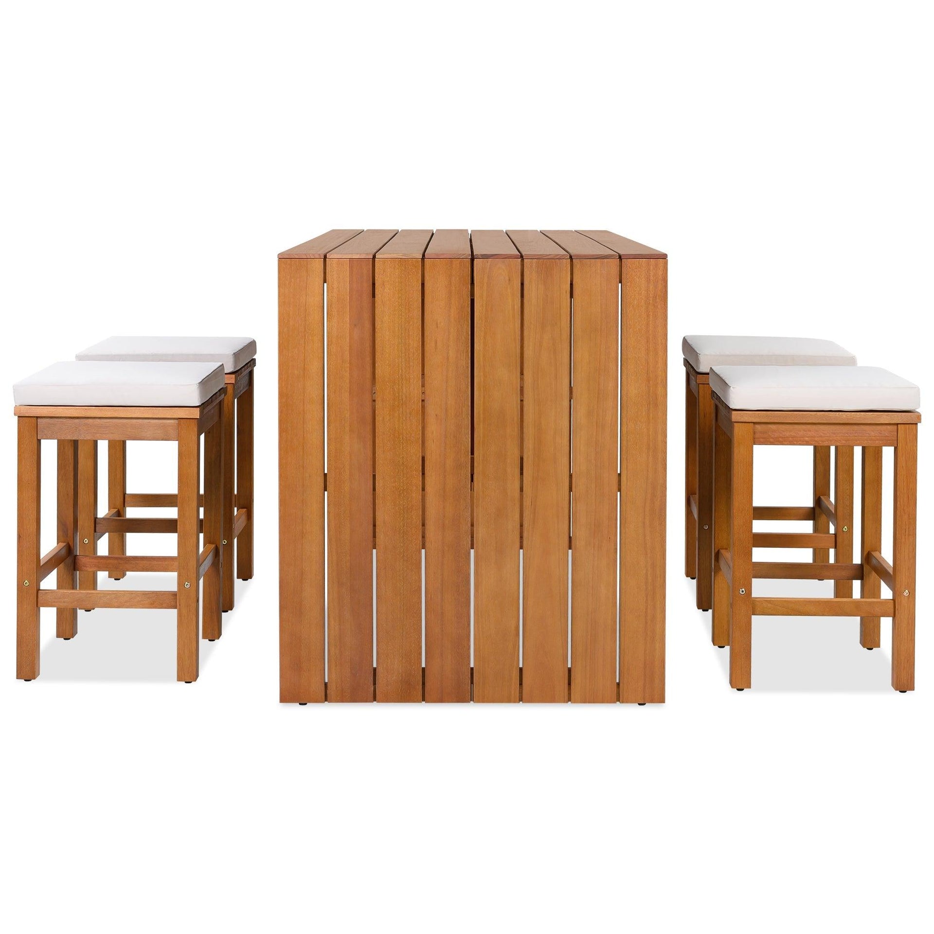 5 Piece Acacia Wood Outdoor Bar Set