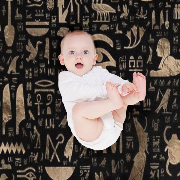 Ancient Egyptian Hieroglyphs - Black And Gold Quick-dry Throw Blanket