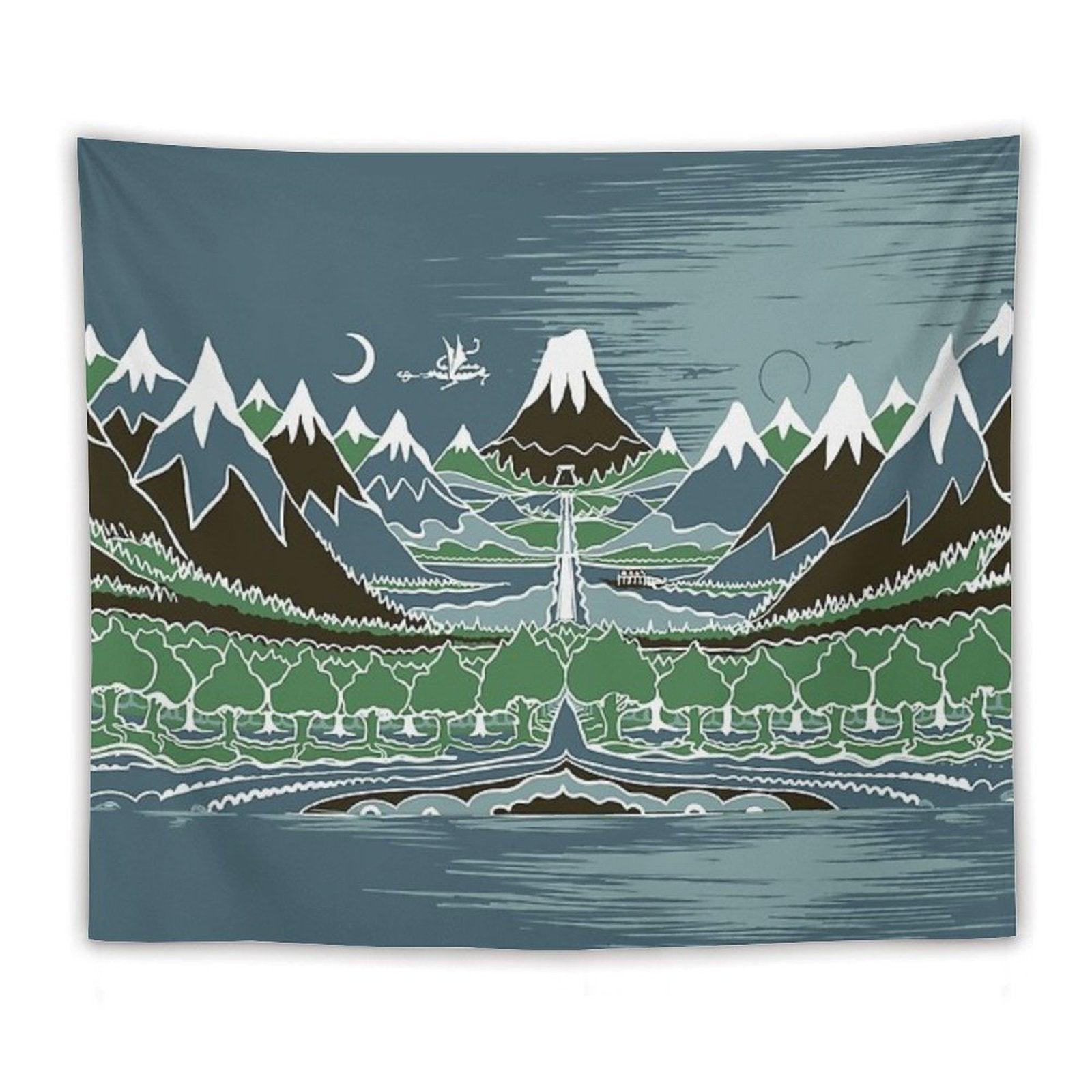 Forest Mountain Path in The Style of J.R.R.Tolkien Tapestry