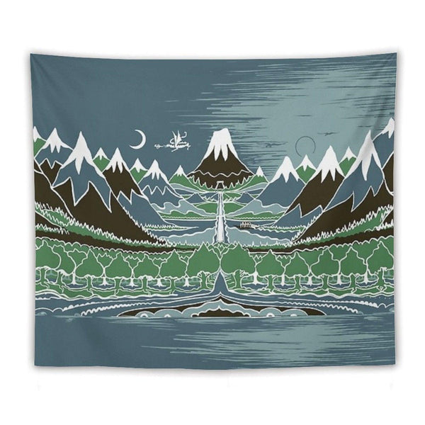 Forest Mountain Path in The Style of J.R.R.Tolkien Tapestry