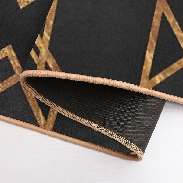 Black Gold Geometric Bath Mat