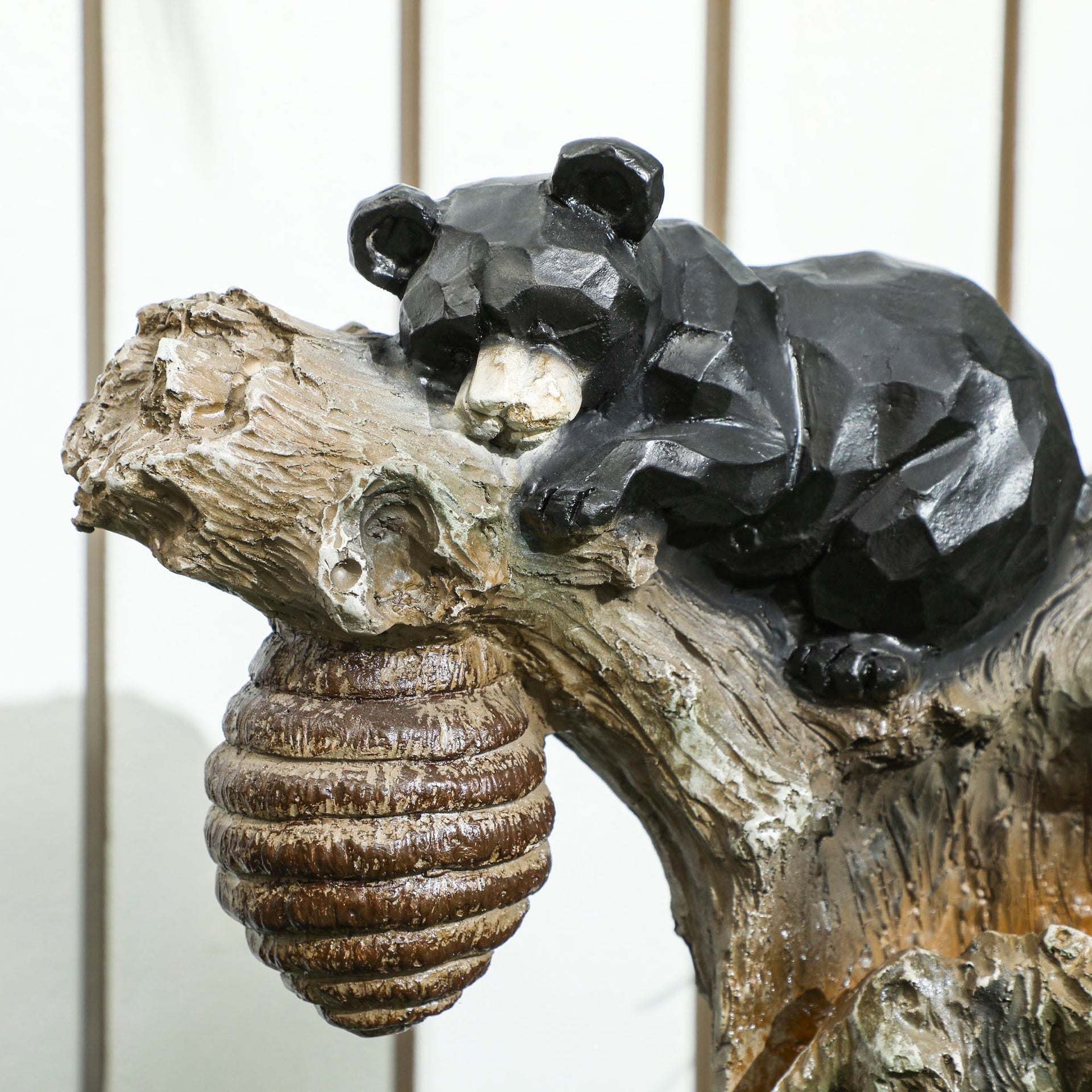 Resin Bear and Beehive 3 Tier Outdoor Fountain 22 Inch