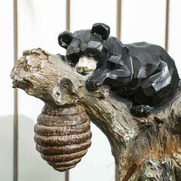 Resin Bear and Beehive 3 Tier Outdoor Fountain 22 Inch