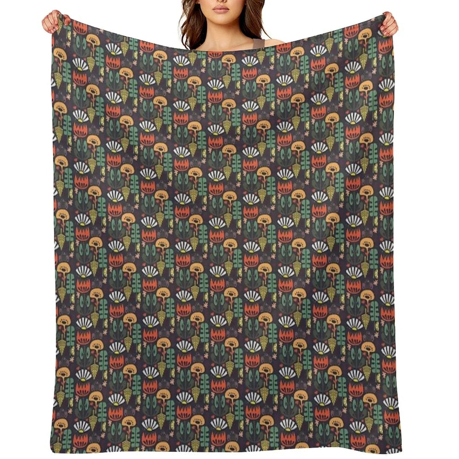 Scandinavian Wildflowers Throw Blanket