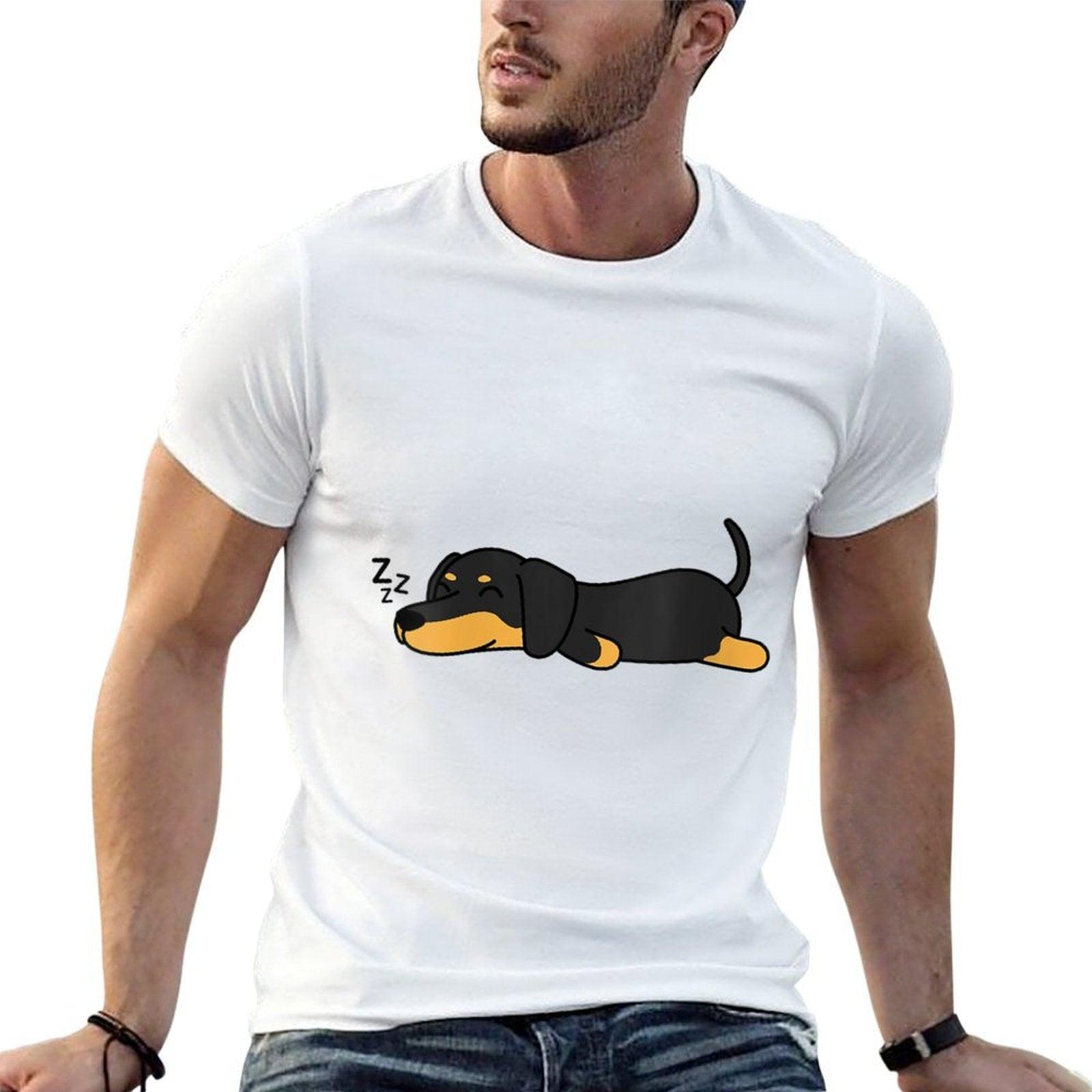 Womens Cute Nope Sleeping Dachshund Cool Nap Funny Wiener Dog Lover  Stretchy T-Shirt
