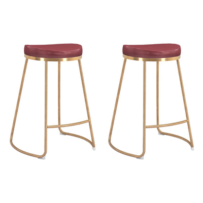 Bree Counter Stool (Set of 2) Burgundy & Gold