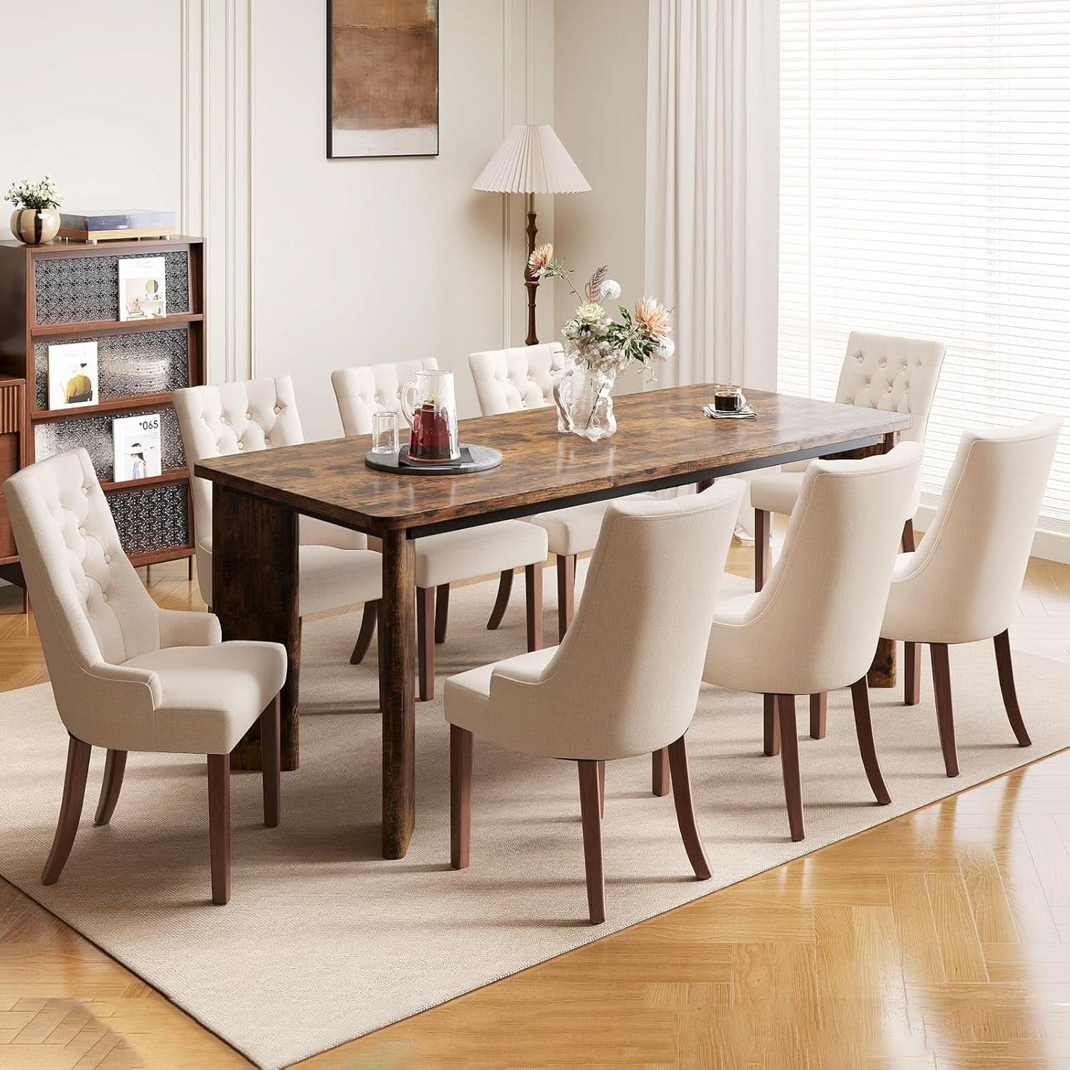 63 Inch Rectangular Industrial Dining Table Six Chairs