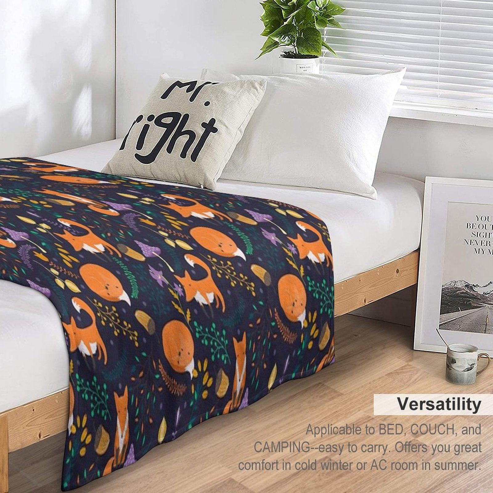 Foxes in The Magic Forest Throw Blanket