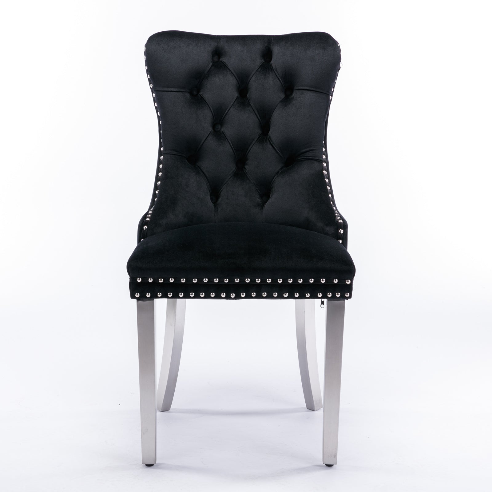 Nikki Collection Modern Tufted Solid Wood Velvet Upholstered Dining Chair with Chrome Legs