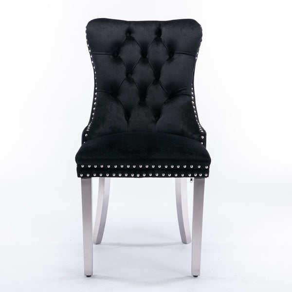 Nikki Collection Modern Tufted Solid Wood Velvet Upholstered Dining Chair with Chrome Legs