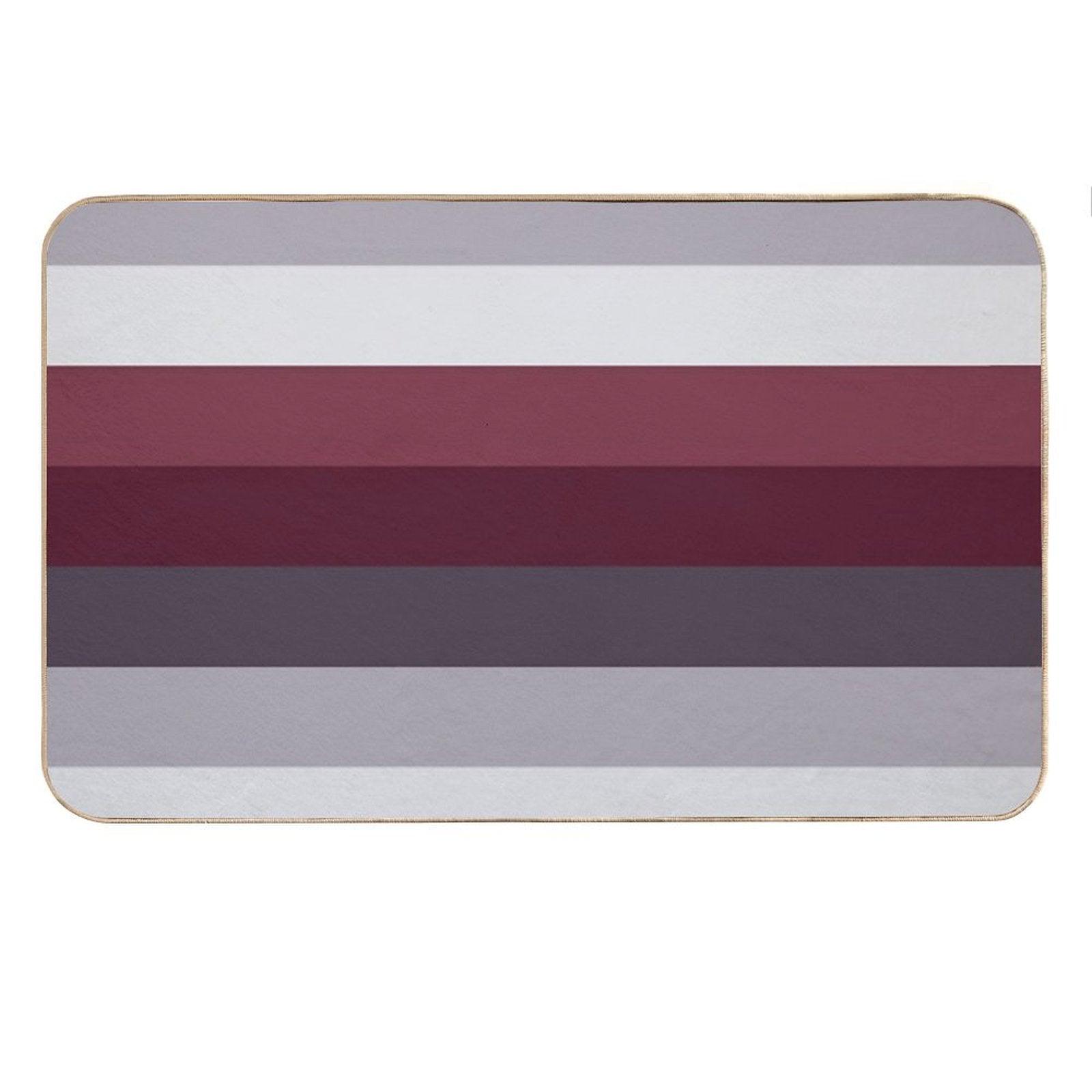 Preppy Trendy Winter Colors Ombre Grey Burgundy Red Plum Stripes Bath Mat
