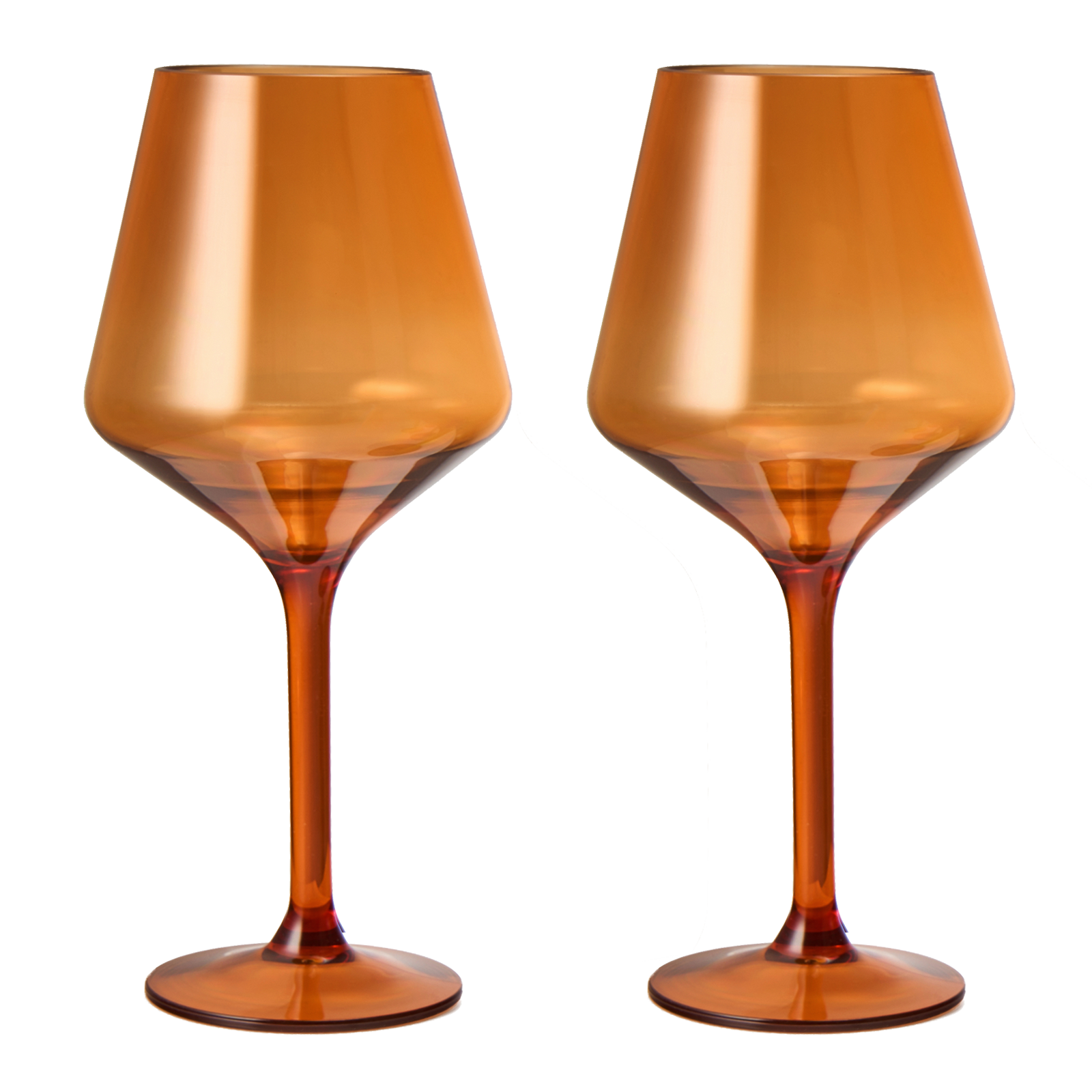 Floating Wine Glasses for Pool - Set of 2-15 OZ Shatterproof Poolside Wine Glasses, Tritan Plastic Reusable, Beach Outdoor Cocktail, Wine, Champagne, Water Glassware Spring Summer (Burnt Orange)