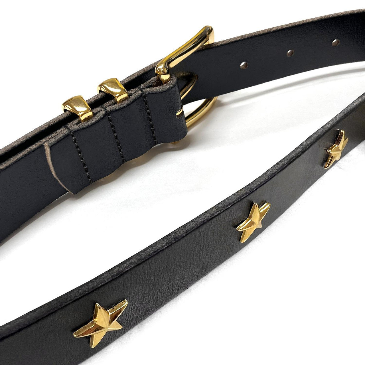 Punk Belt Gold Star Conchos Genuine Leather Casual Dress Belt