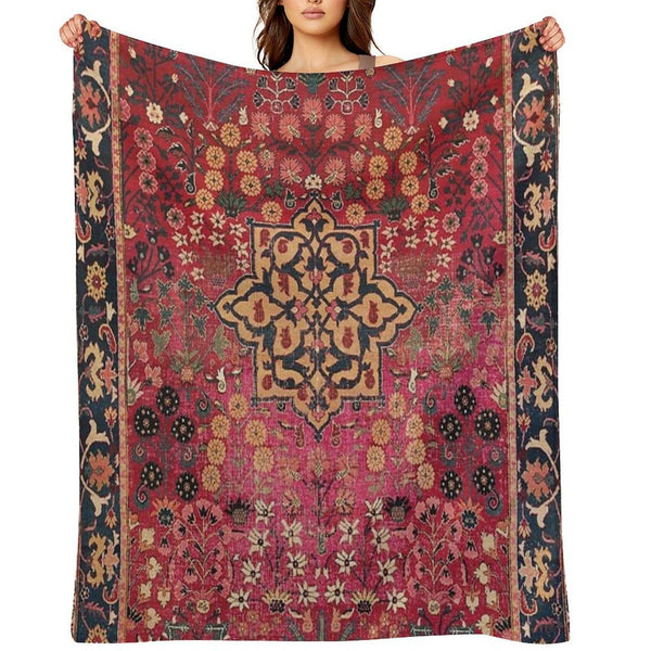 17th Century Persian Vase Carpet Print Throw Blanket