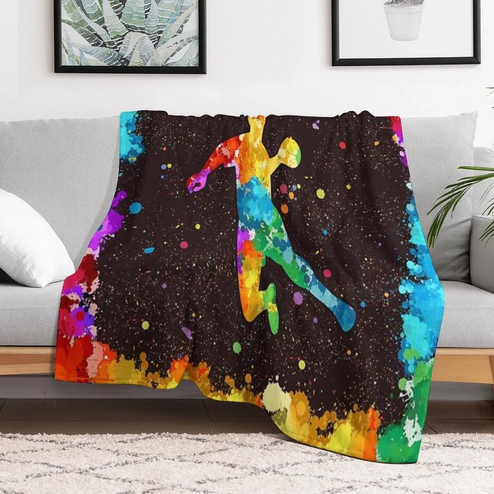 Handball Art Watercolor Throw Blanket