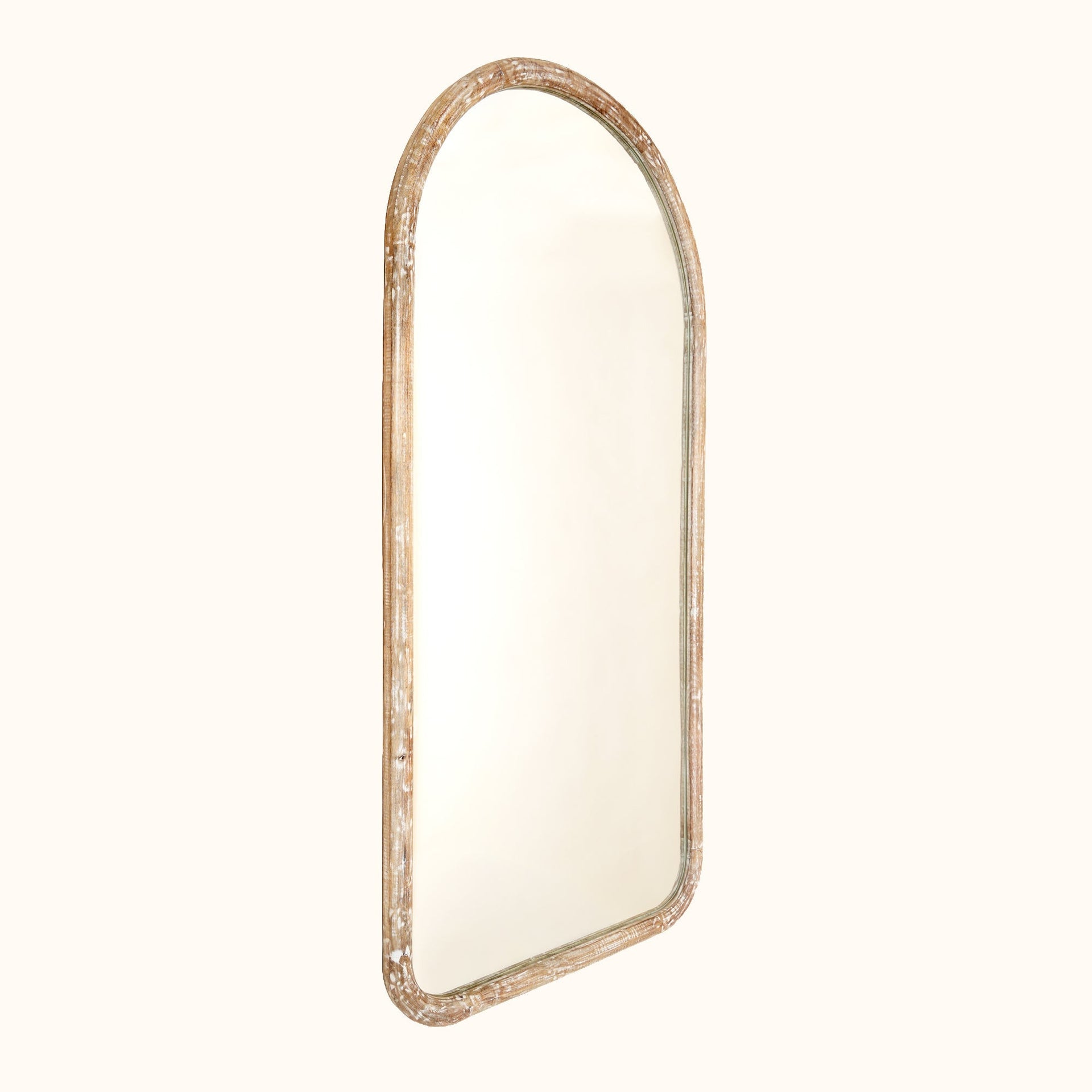Arched Full Length Wall Mirror with Mango Wood Frame, 36x72