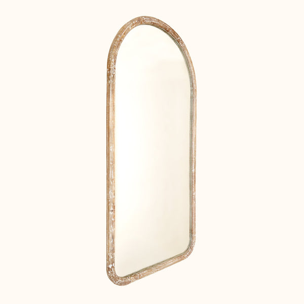 Arched Full Length Wall Mirror with Mango Wood Frame, 36x72