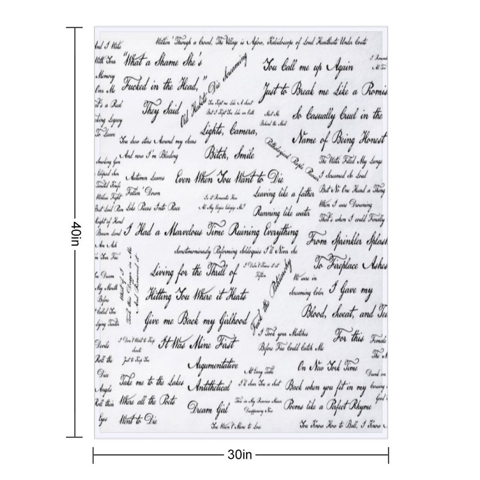 Taylor's The Tortured Poets Department Eras Tour Lyric Dress Comfort Throw Blanket
